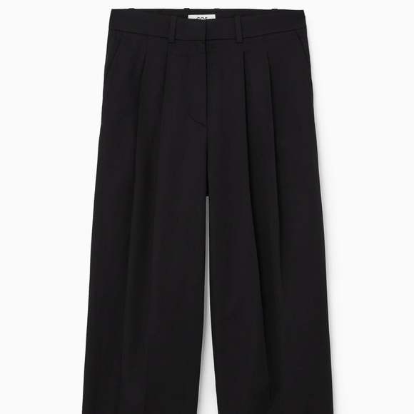 COS / WIDE-LEG TAILORED TWILL PANTS IN BLACK / Size 12 - Picture 2 of 8